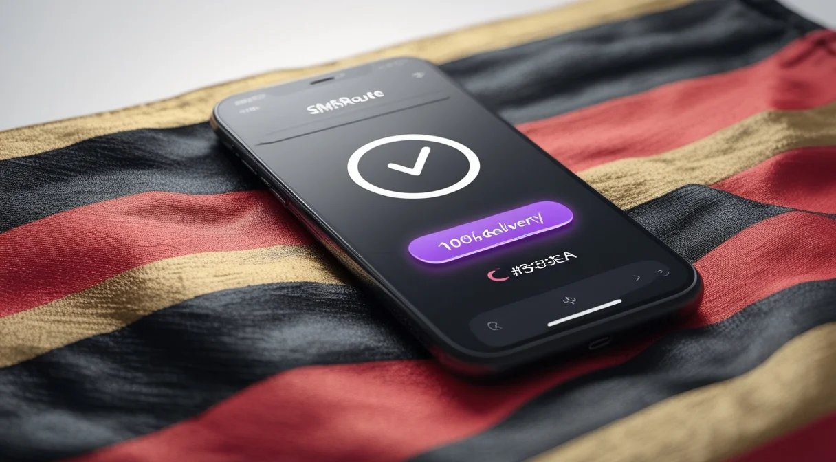 SMS gateway Germany — flag and smartphone showing SMS delivery