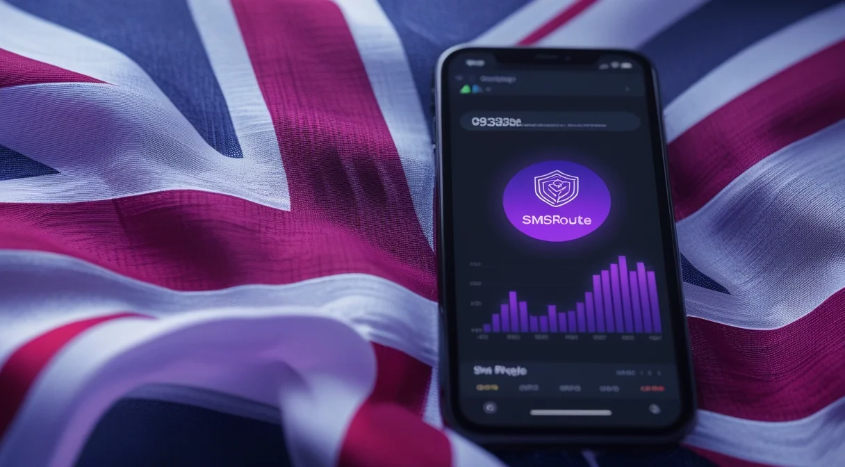 SMS gateway United Kingdom — flag and smartphone showing SMS delivery