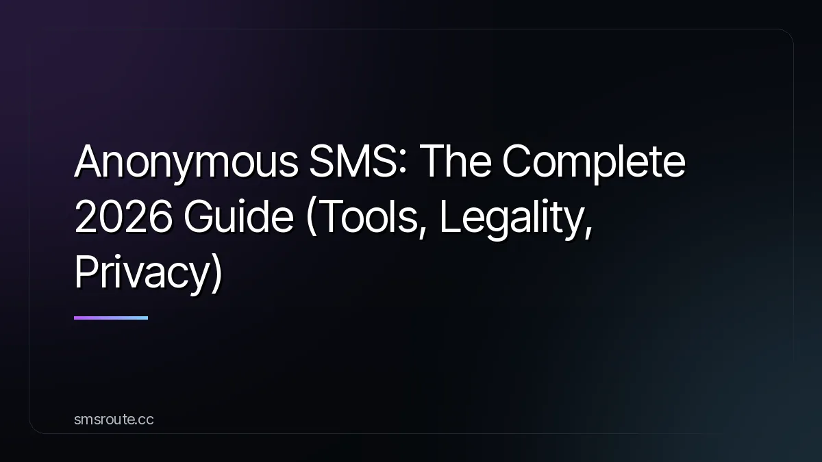 Anonymous SMS: The Complete 2026 Guide (Tools, Legality, Privacy) — smsroute