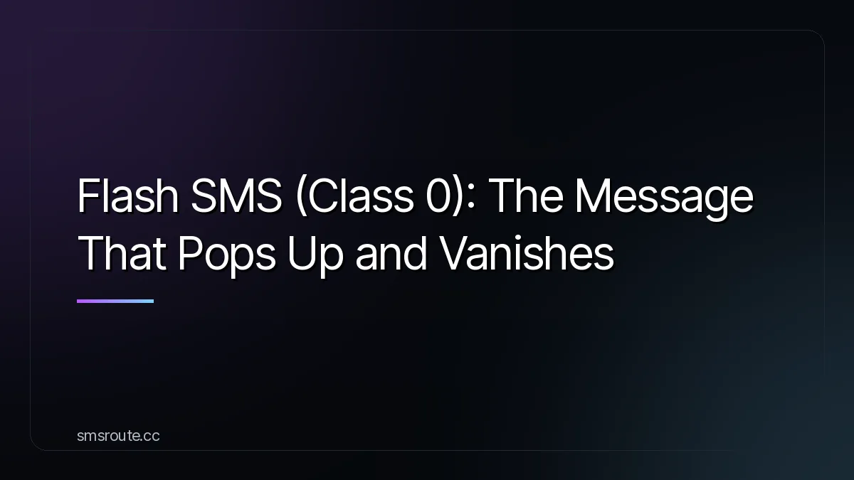 Flash SMS (Class 0): The Message That Pops Up and Vanishes — smsroute