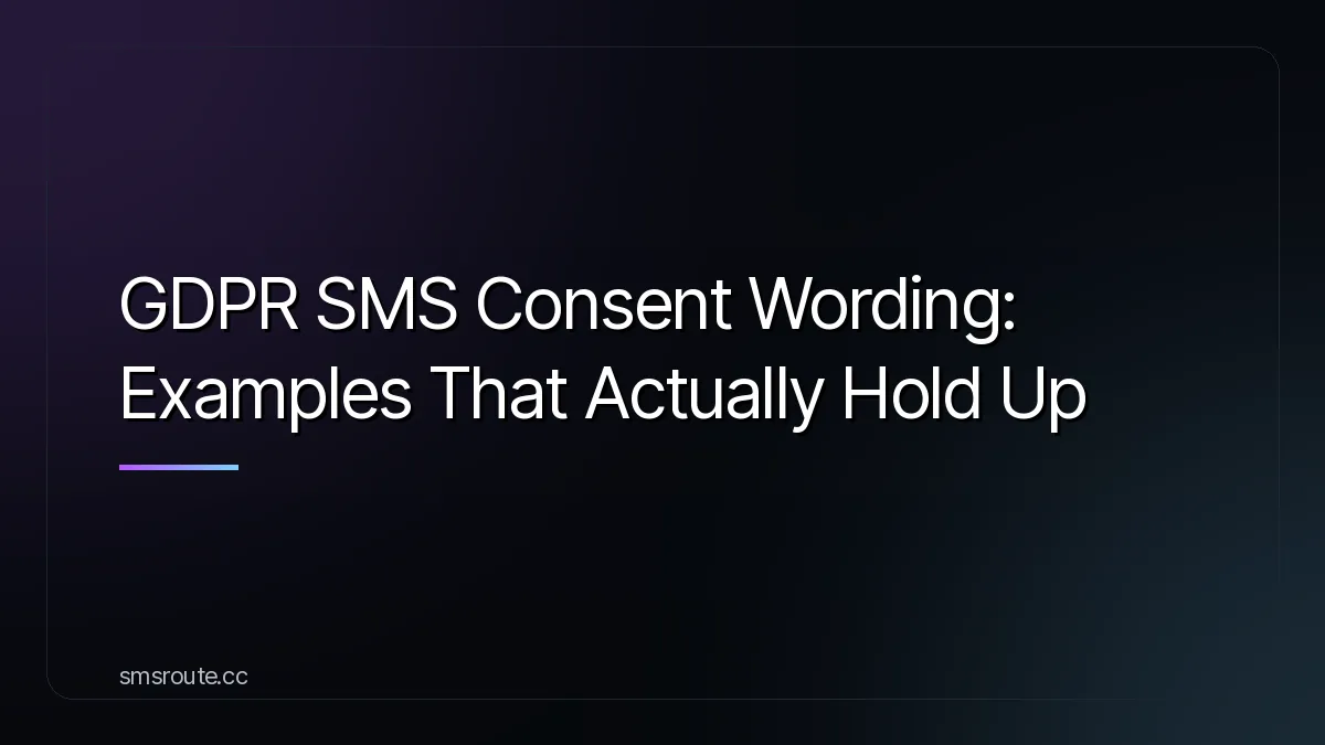 GDPR SMS Consent Wording: Examples That Actually Hold Up — smsroute