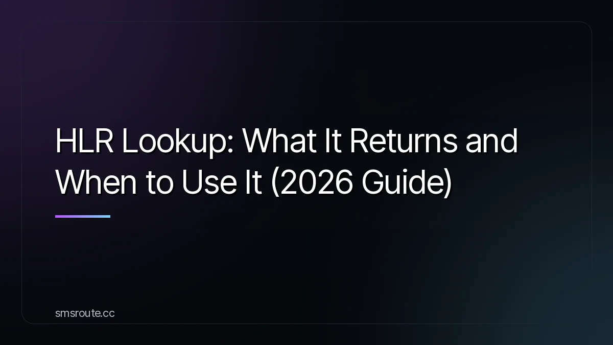 HLR Lookup: What It Returns and When to Use It (2026 Guide) — smsroute