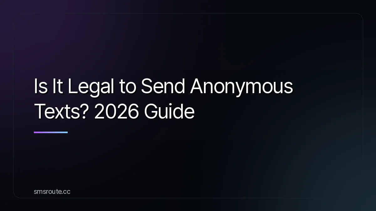 Is Anonymous Texting Legal? 2026 Guide to Laws & Risks &mdash; smsroute