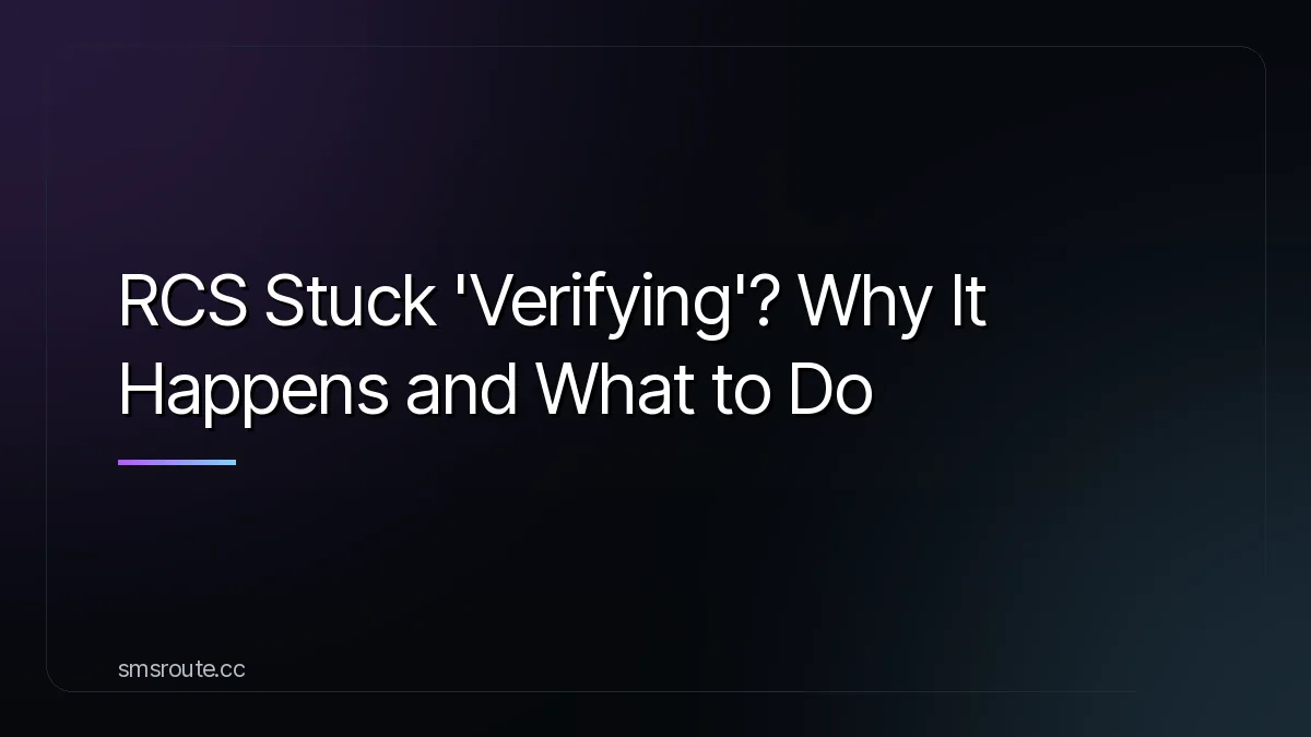 RCS Stuck 'Verifying'? Why It Happens and What to Do — smsroute