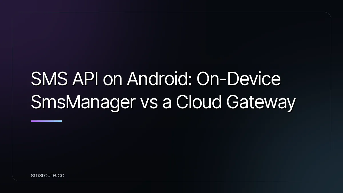 SMS API on Android: On-Device SmsManager vs a Cloud Gateway — smsroute