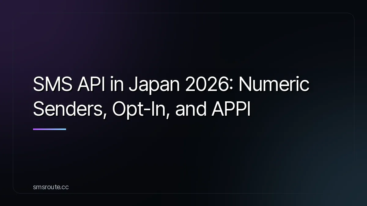 SMS API in Japan 2026: Numeric Senders, Opt-In, and APPI — smsroute