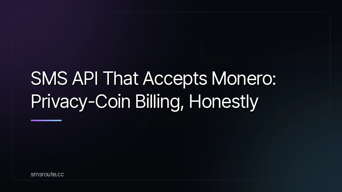 SMS API That Accepts Monero: Privacy-Coin Billing, Honestly — smsroute