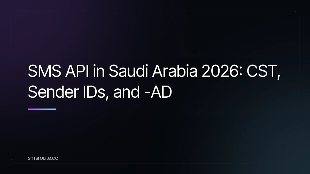 SMS API in Saudi Arabia 2026: CST, Sender IDs, and -AD — smsroute
