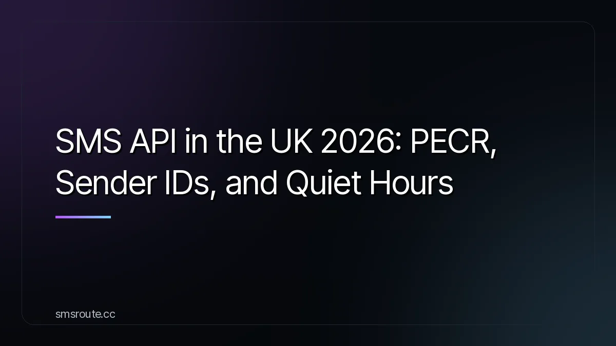 SMS API in the UK 2026: PECR, Sender IDs, and Quiet Hours — smsroute