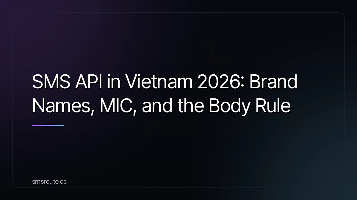 SMS API in Vietnam 2026: Brand Names, MIC, and the Body Rule — smsroute
