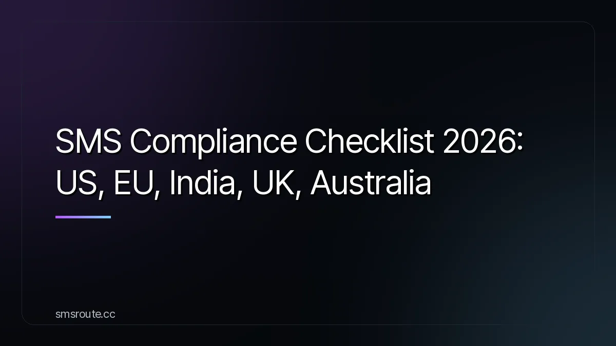 SMS Compliance Checklist 2026: US, EU, India, UK, Australia — smsroute