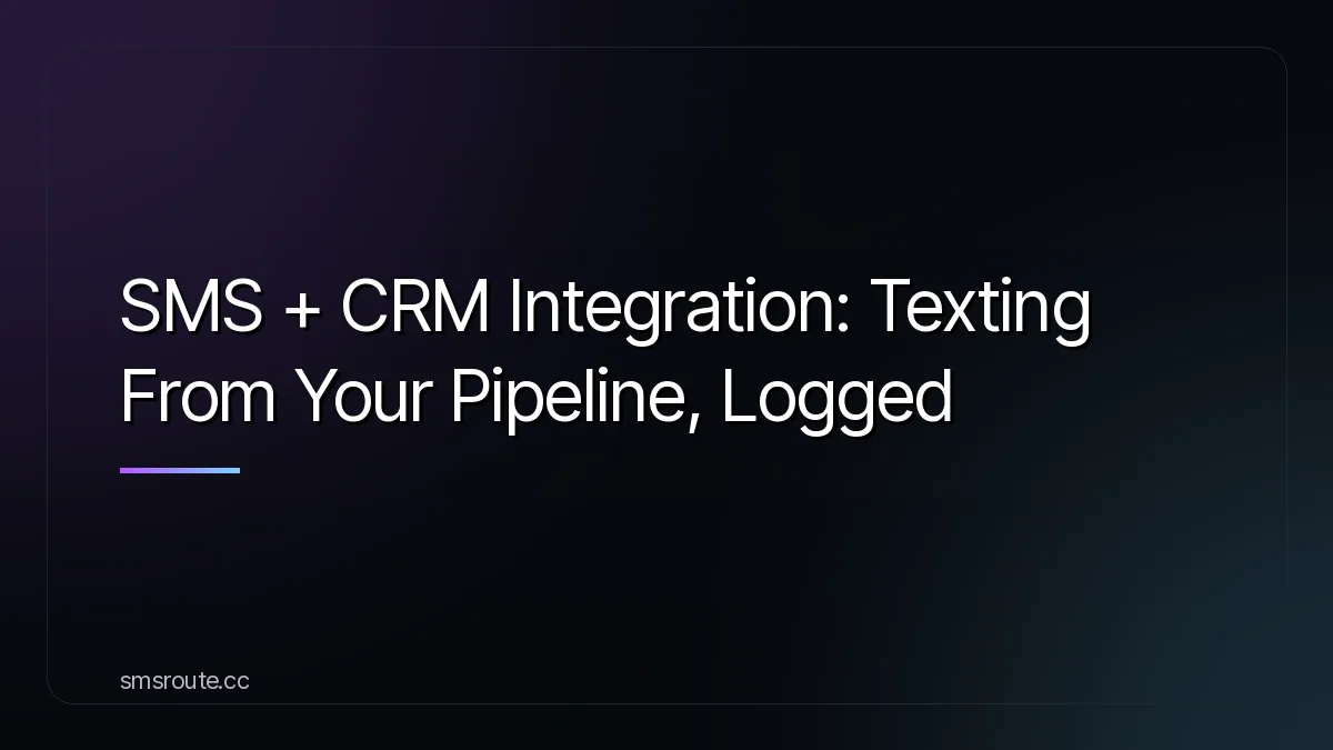 SMS + CRM Integration: Texting From Your Pipeline, Logged — smsroute