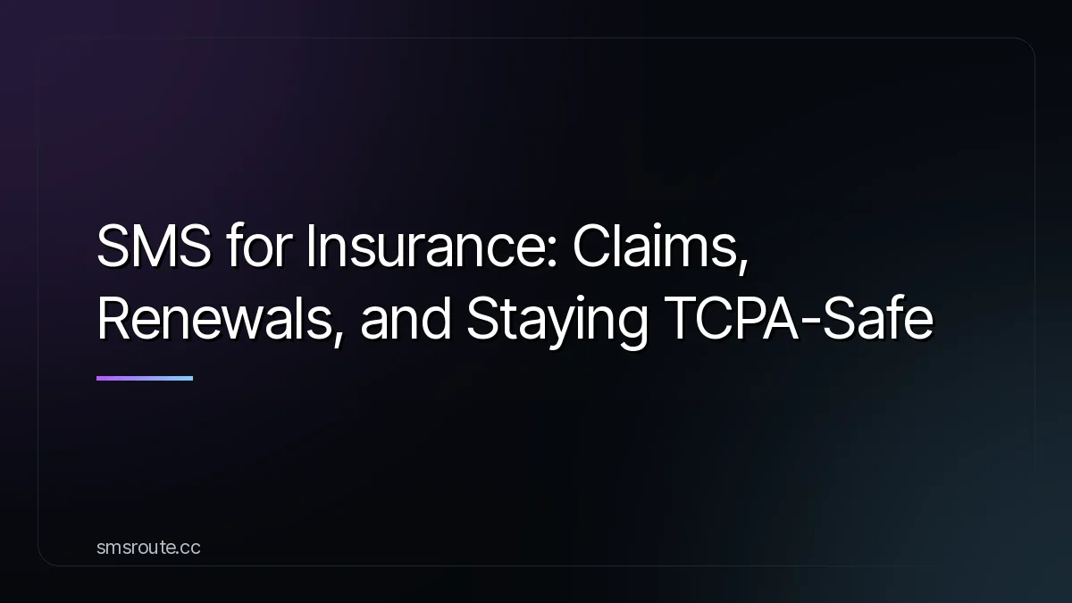 SMS for Insurance: Claims, Renewals, and Staying TCPA-Safe — smsroute