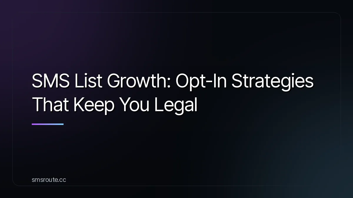 SMS List Growth: Opt-In Strategies That Keep You Legal — smsroute