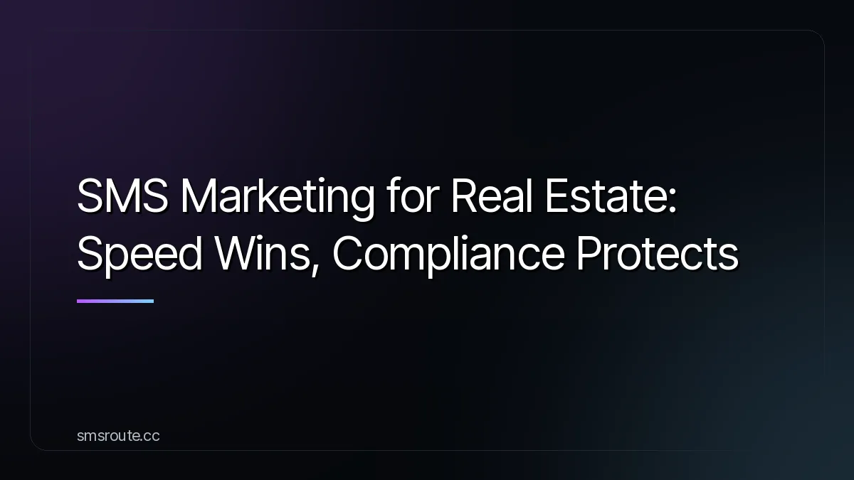 SMS Marketing for Real Estate: Speed Wins, Compliance Protects — smsroute