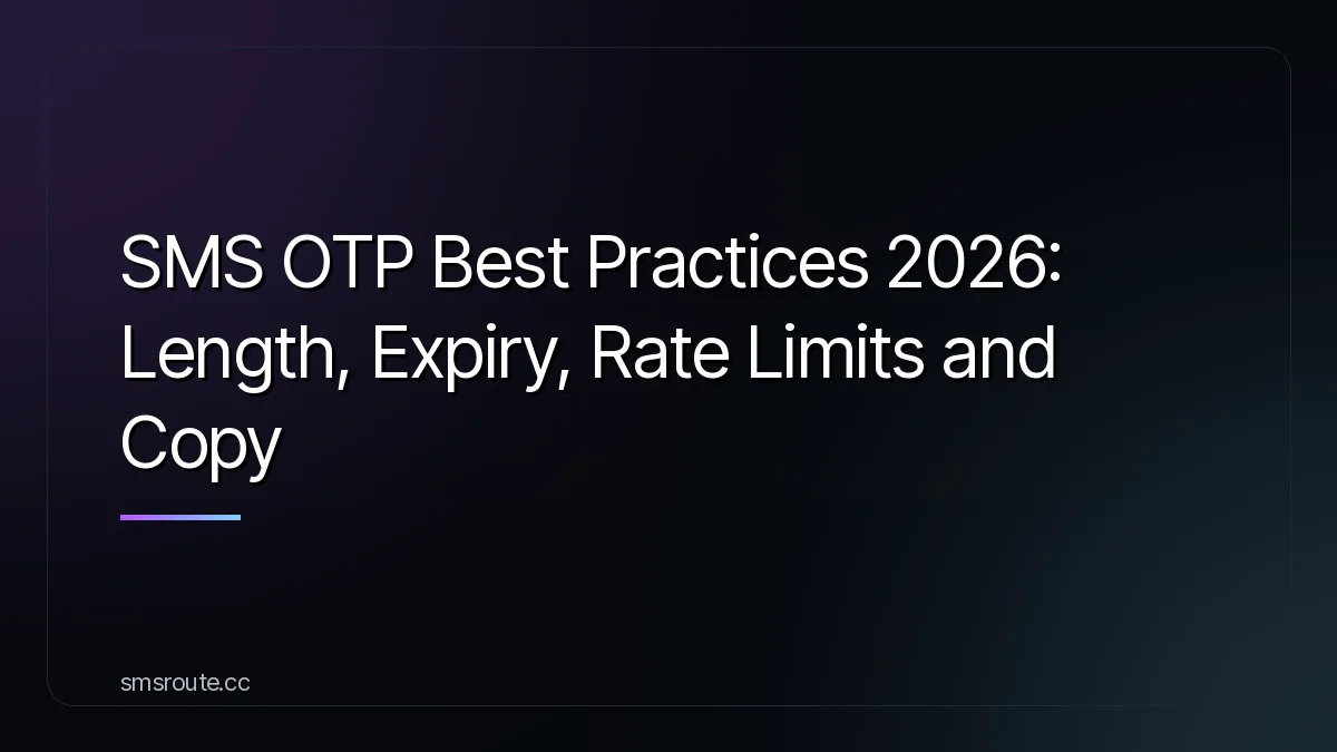 SMS OTP Best Practices 2026: Length, Expiry, Rate Limits and Copy — smsroute