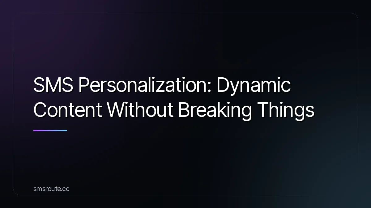 SMS Personalization: Dynamic Content Without Breaking Things — smsroute