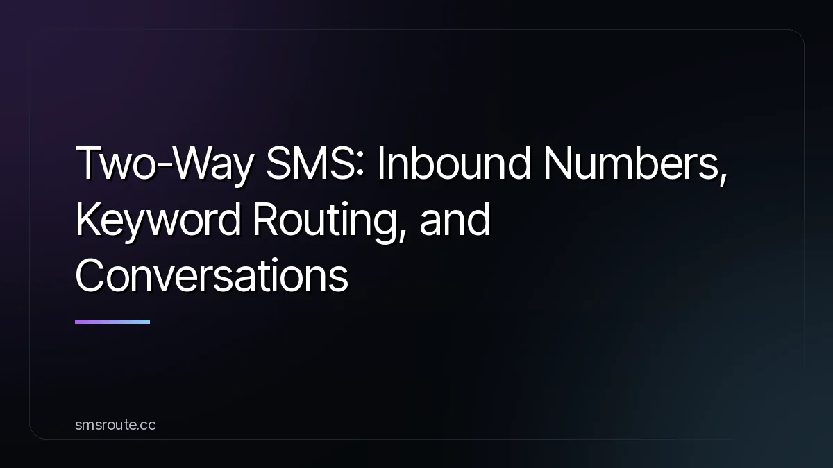 Two-Way SMS: Inbound Numbers, Keyword Routing, and Conversations — smsroute