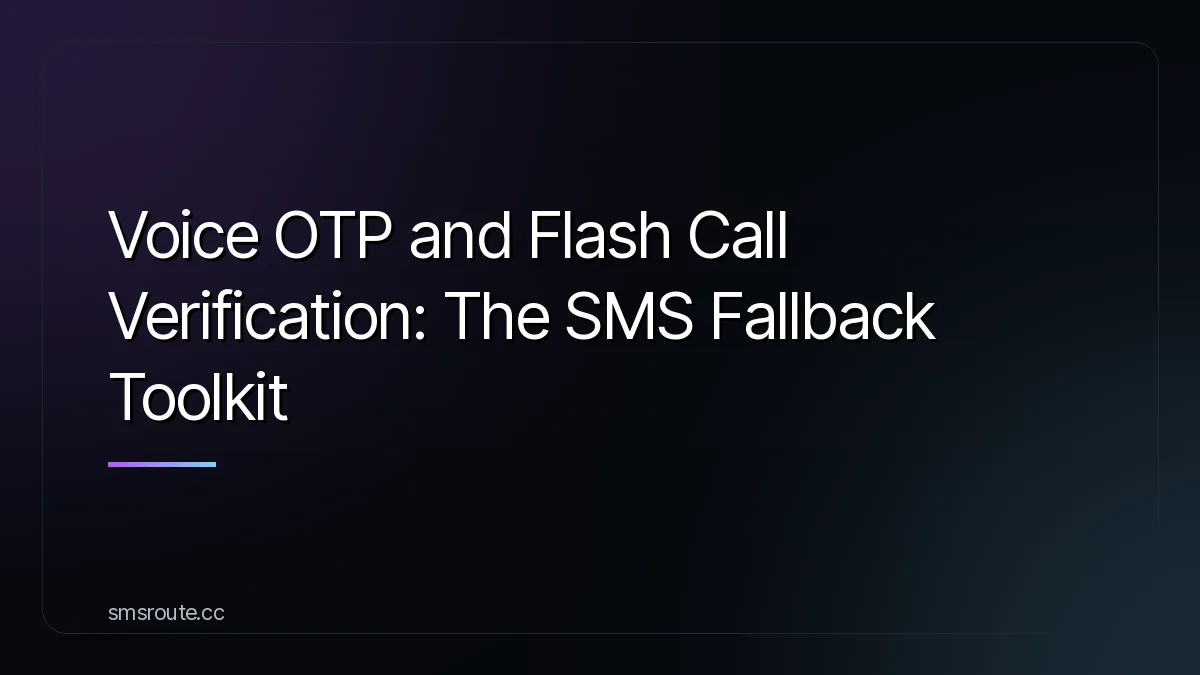 Voice OTP and Flash Call Verification: The SMS Fallback Toolkit — smsroute