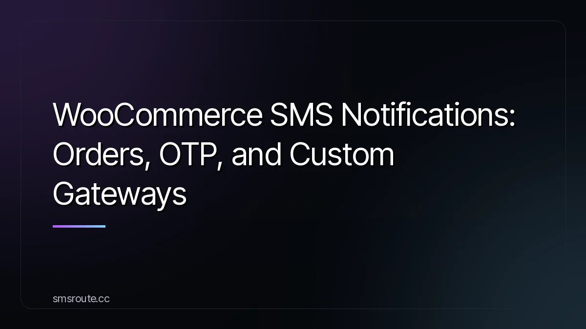 WooCommerce SMS Notifications: Orders, OTP, and Custom Gateways — smsroute