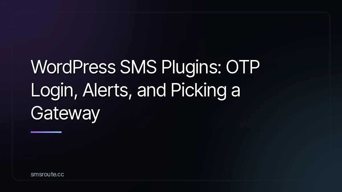 WordPress SMS Plugins: OTP Login, Alerts, and Picking a Gateway — smsroute